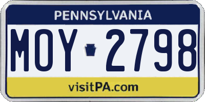 PA license plate MOY2798