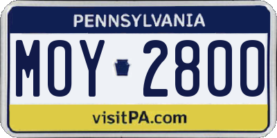 PA license plate MOY2800