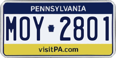 PA license plate MOY2801