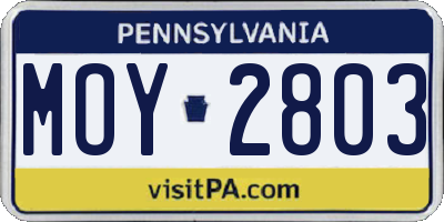 PA license plate MOY2803