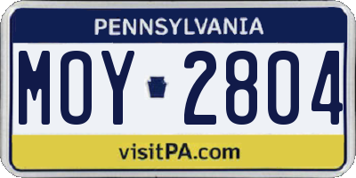 PA license plate MOY2804