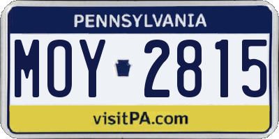 PA license plate MOY2815