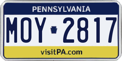 PA license plate MOY2817