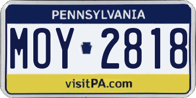 PA license plate MOY2818