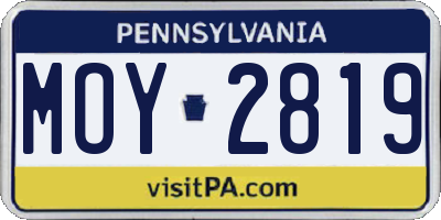 PA license plate MOY2819