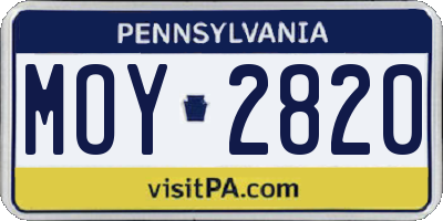 PA license plate MOY2820