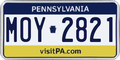 PA license plate MOY2821
