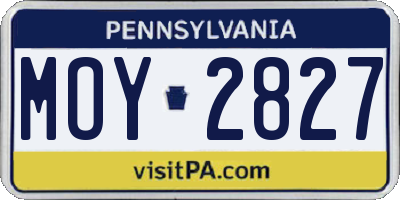PA license plate MOY2827
