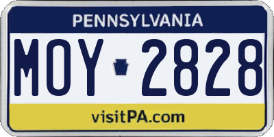 PA license plate MOY2828