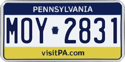 PA license plate MOY2831