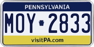 PA license plate MOY2833