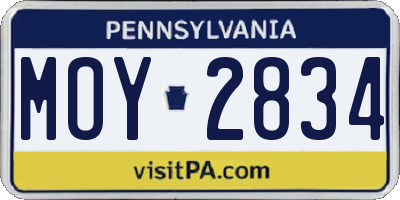 PA license plate MOY2834