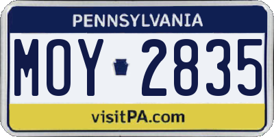 PA license plate MOY2835