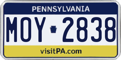 PA license plate MOY2838