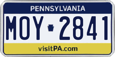 PA license plate MOY2841