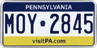 PA license plate MOY2845