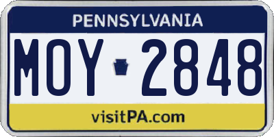 PA license plate MOY2848