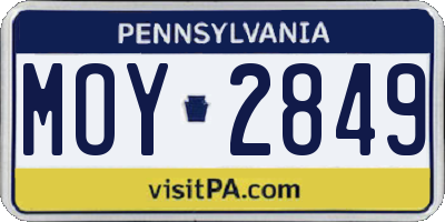 PA license plate MOY2849