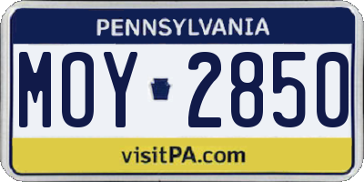 PA license plate MOY2850