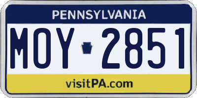 PA license plate MOY2851