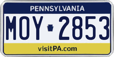 PA license plate MOY2853