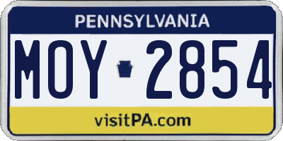 PA license plate MOY2854