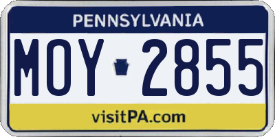 PA license plate MOY2855