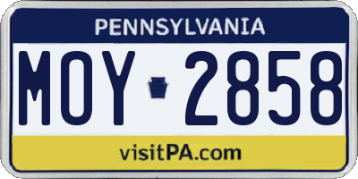 PA license plate MOY2858