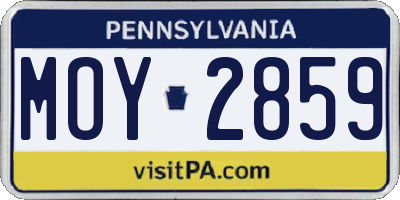 PA license plate MOY2859