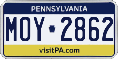 PA license plate MOY2862