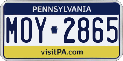 PA license plate MOY2865