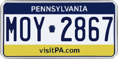 PA license plate MOY2867