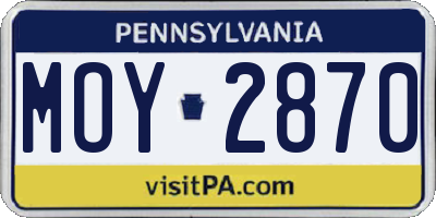 PA license plate MOY2870