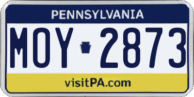 PA license plate MOY2873