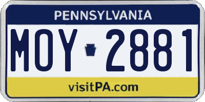PA license plate MOY2881
