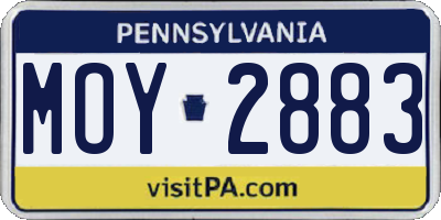 PA license plate MOY2883