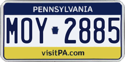 PA license plate MOY2885