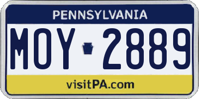 PA license plate MOY2889