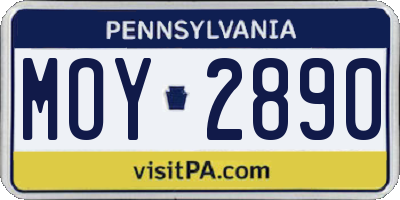 PA license plate MOY2890