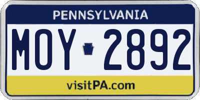PA license plate MOY2892