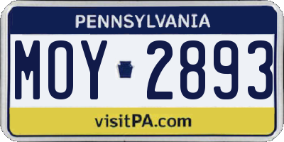 PA license plate MOY2893