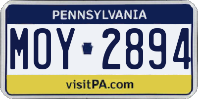 PA license plate MOY2894