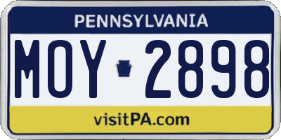 PA license plate MOY2898