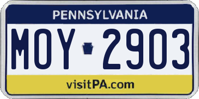 PA license plate MOY2903