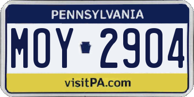 PA license plate MOY2904