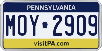 PA license plate MOY2909