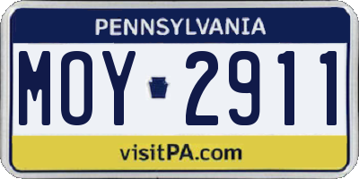 PA license plate MOY2911
