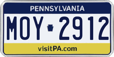 PA license plate MOY2912