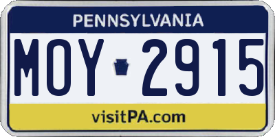 PA license plate MOY2915