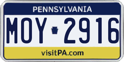 PA license plate MOY2916